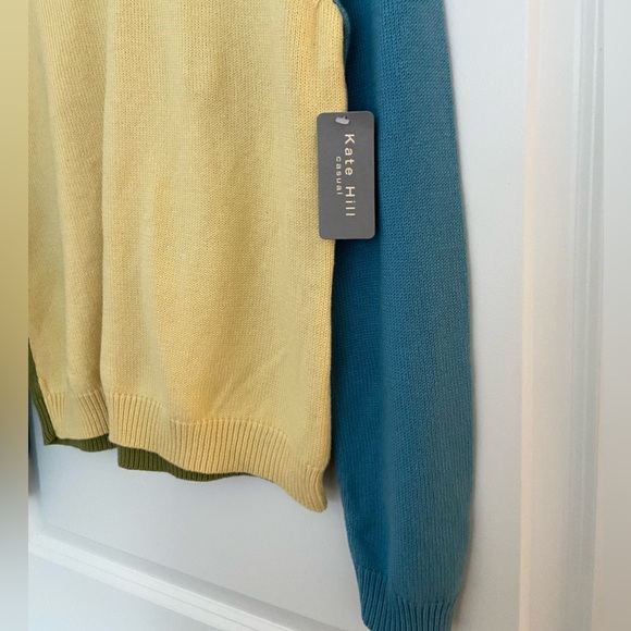 NWT Kate Hill, color block, crew neck sweater - Picture 3 of 6